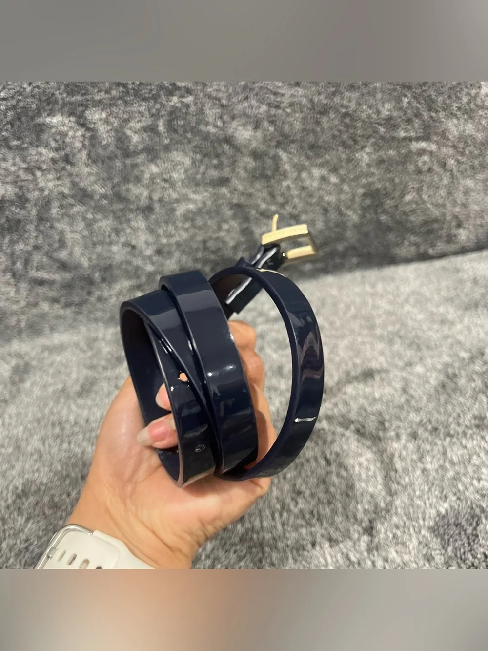 Tommy Hilfiger glossy Navy Blue slim Belt size 10 (37 inches long)
